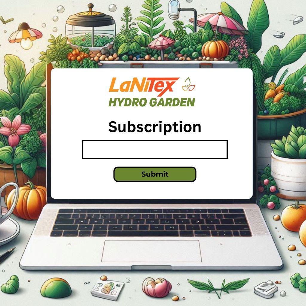 LaNiTex Hydro Garden Email Subscription image with a laptop