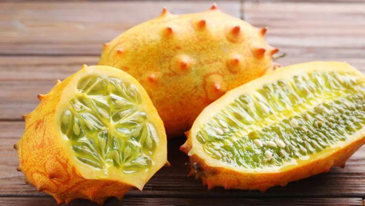 Kiwano thriving in a hydroponic growing system, its vibrant green leaves covered in dew drops, showcasing a healthy hydroponic plants setup.
