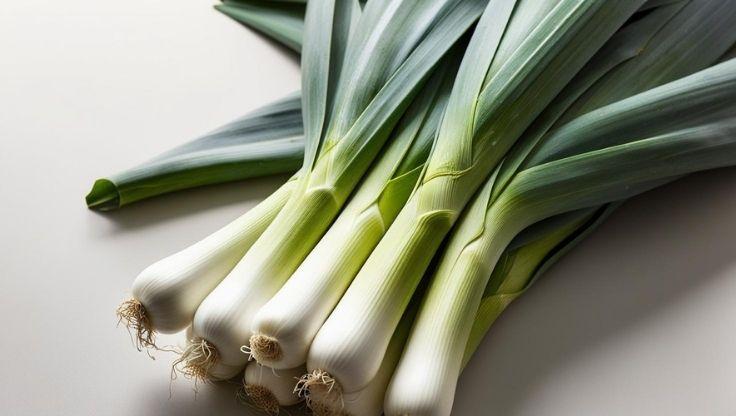 Hydroponic plant leeks growing in a controlled environment with nutrient-rich solution, LED grow lights, and a modern hydroponic system.